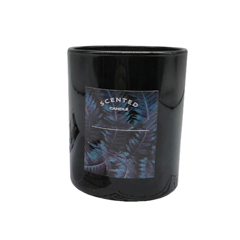 Customized with your brand wholesale Hot selling black glass scented candle with personalized label and design
